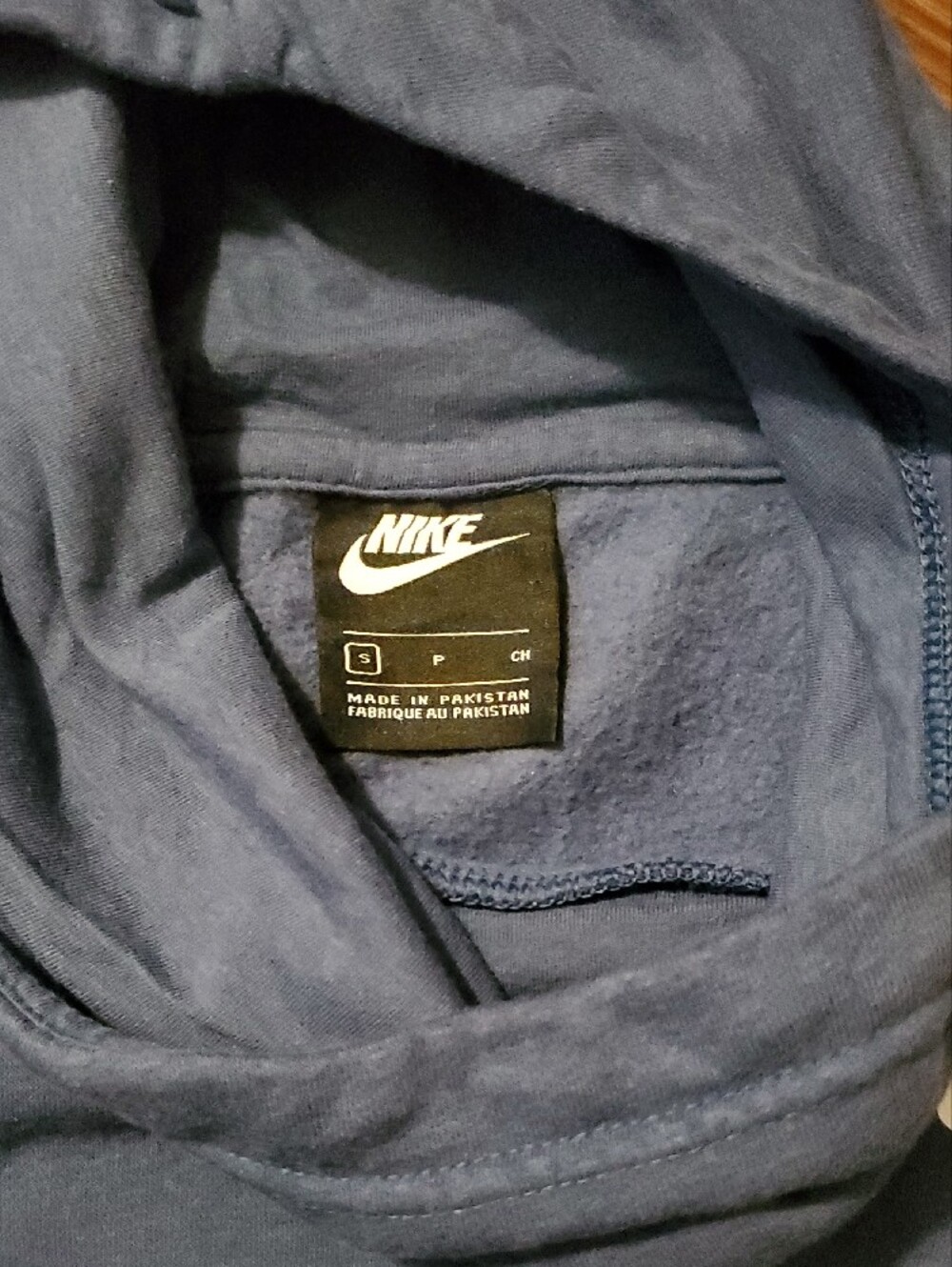 Nike Blue Pullover Hoodie with Face Covering And White Swoosh - Picture 2 of 9